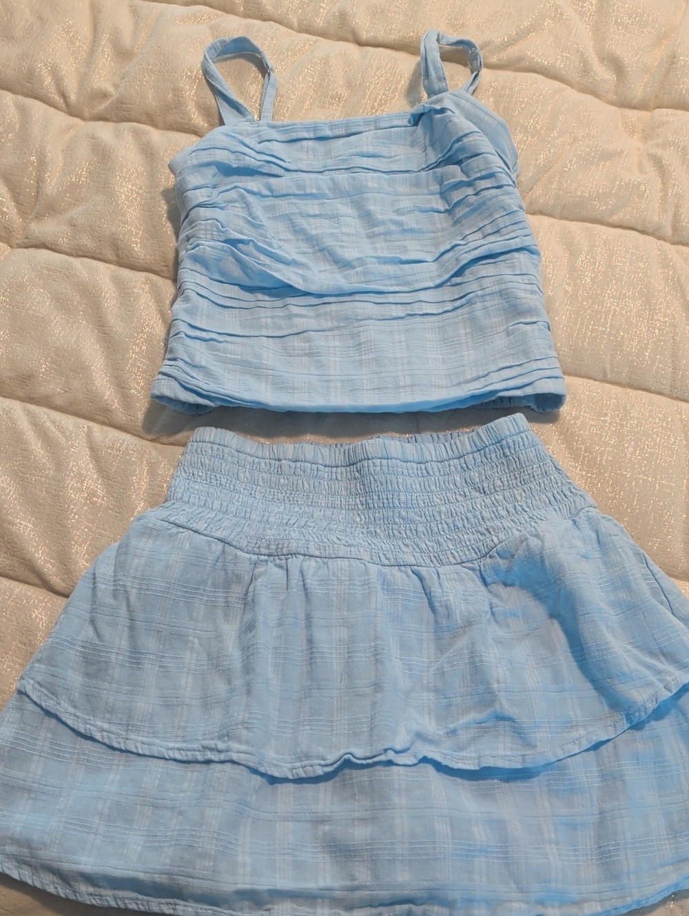 Abercrombie kids Light Blue Tiered Mini Skirt With Adjustable Top